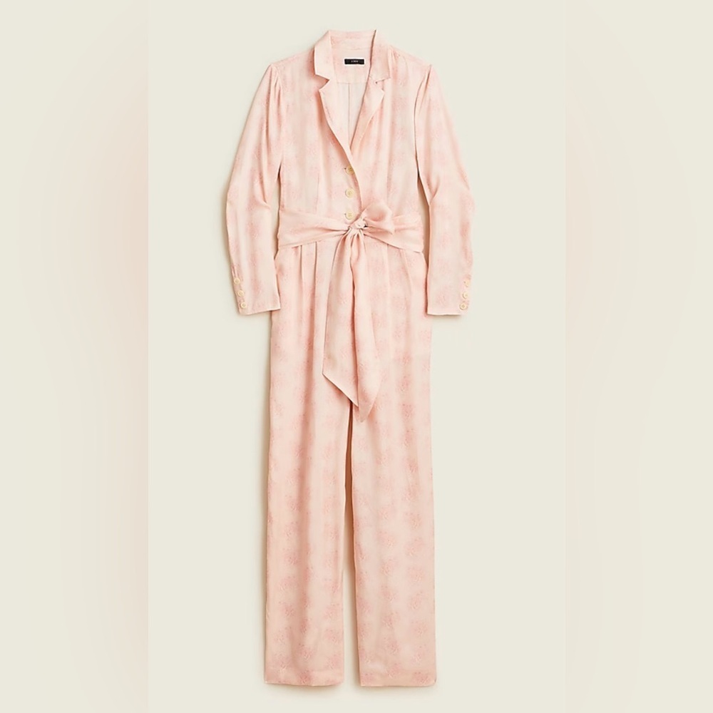 J Crew Cupro-Blend Tuxedo Jumpsuit in Pink Paisley Bunch Size 6